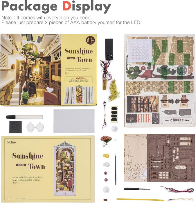 Kit di costruzione in legno Book Nook – Sunshine Town 