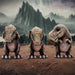 Drei weise T-Rex Figuren: Nichts sehen, nichts hören, nichts sagen