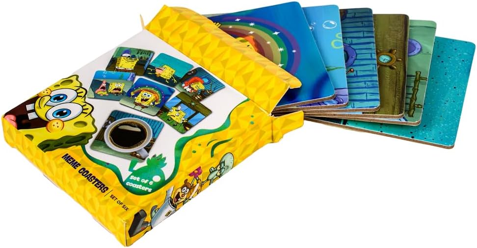 Laminated SpongeBob meme coaster set