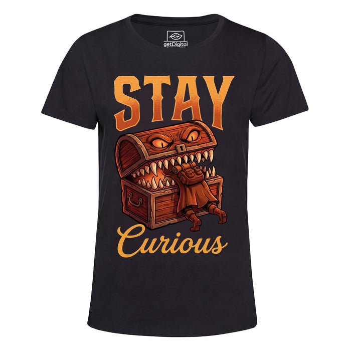 Stay Curious - Vista frontal Girlie Negro