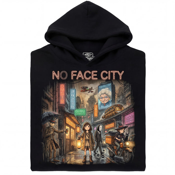 No Face City - Hoofdweergave Hoodie Zwart