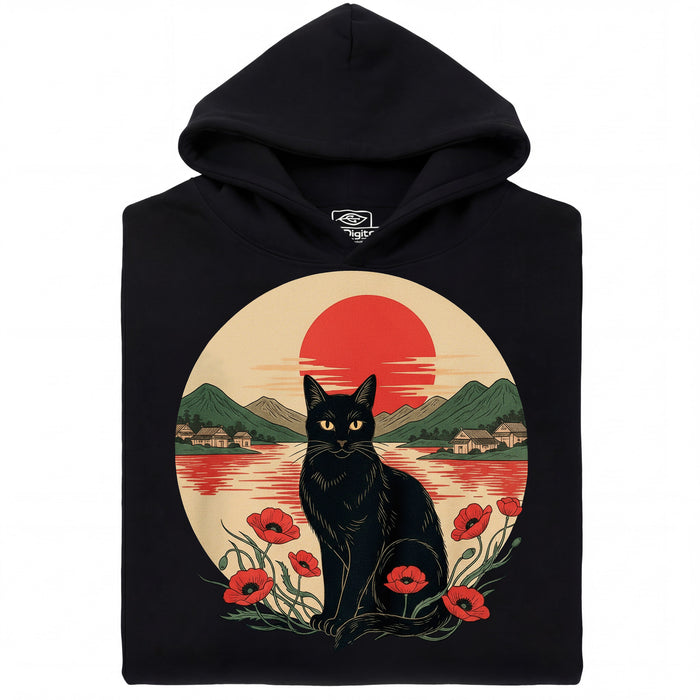 Sunset Cat  - Vista principal Sudadera Negra