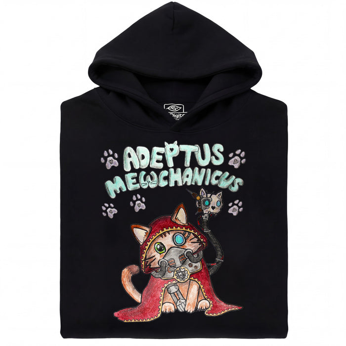 Adeptus Meowchanicus - Vue de face Hoodie Noir