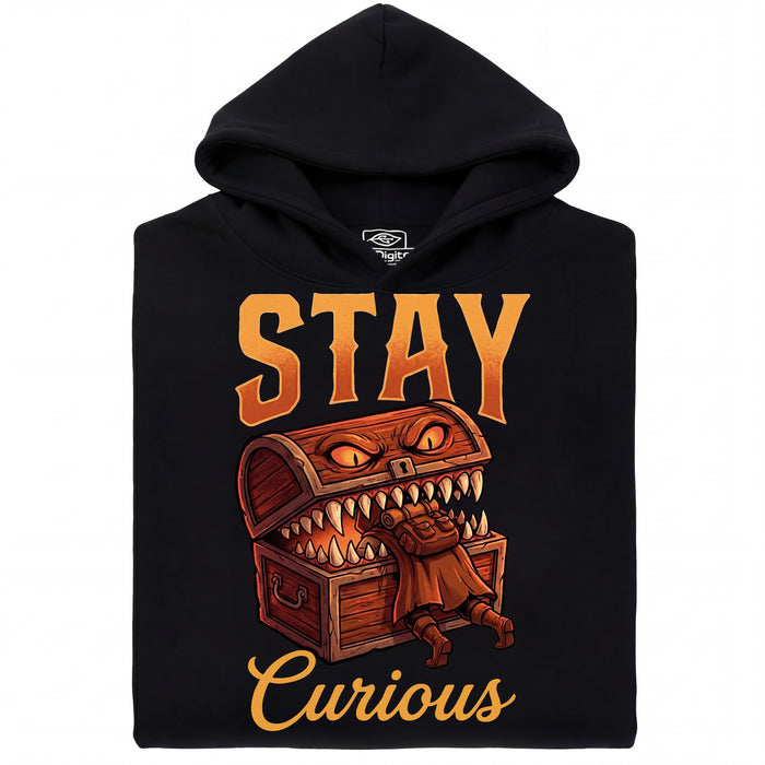 Stay Curious - Vista frontal Sudadera Negro