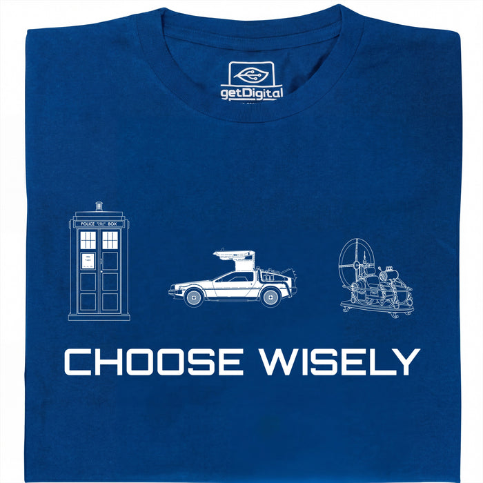 Choose Your Time Machine - Main view T-shirt Blue