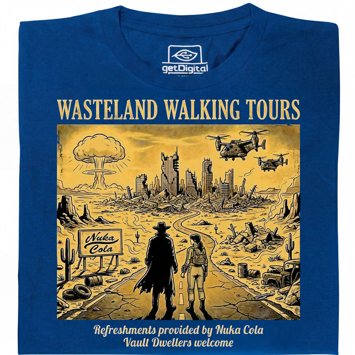 Wasteland Walking Tours - Hoofdweergave T-Shirt Blauw