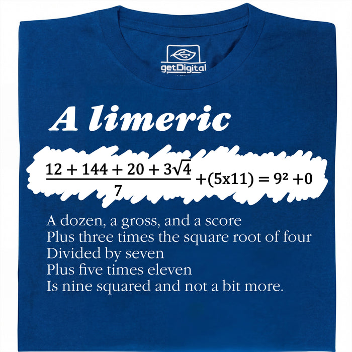 A Limerick - Poema matemático con ecuación - Vista principal Camiseta Azul