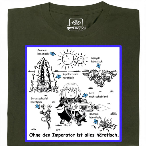 ¡Todo es Herético! - Vista Principal Camiseta Verde Oscuro
