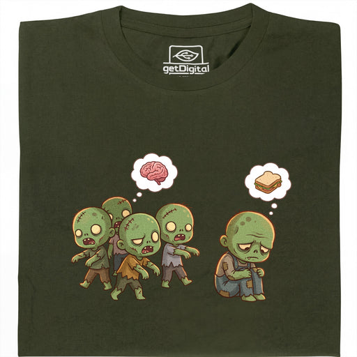 Zombie Vegetarian - Vista frontale T-Shirt Verde Scuro