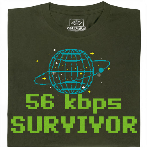 56kbps Survivor - Hauptansicht T-Shirt Dunkelgrün