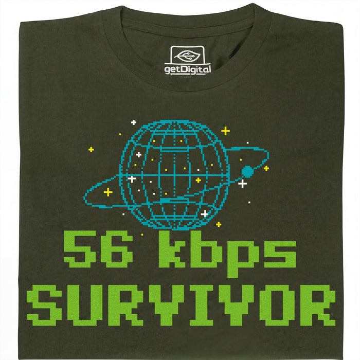 56kbps Survivor - Vista principal Camiseta Verde Oscuro