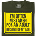 Mistaken For An Adult - Vue principale T-Shirt Vert Foncé
