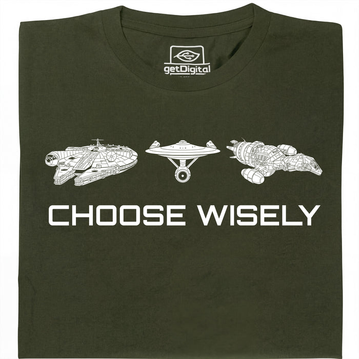 Choose Your Spaceship - Hoofdweergave T-shirt Donkergroen