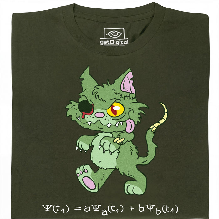 Schrödinger's Kat - Zombie-Editie - Hoofdweergave T-Shirt Donkergroen