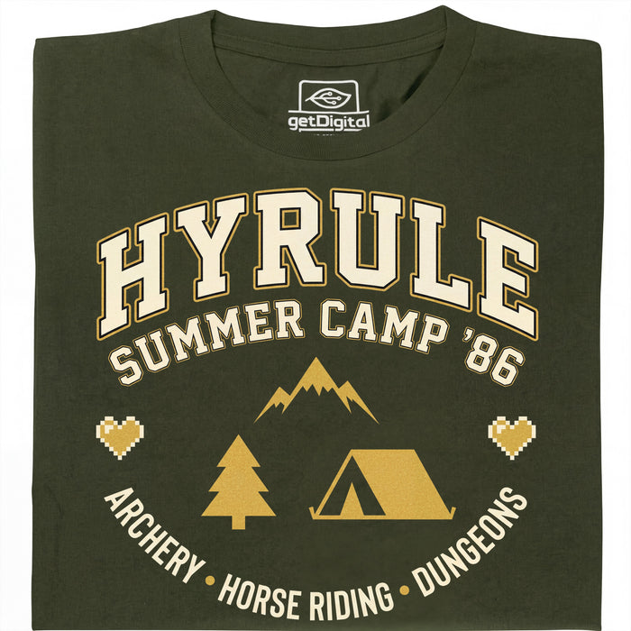 Hyrule Summer Camp - Vista frontal Camiseta Verde Oscuro