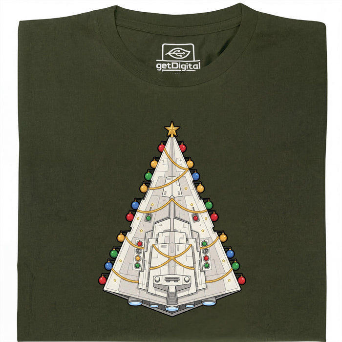 Destructor de Árboles - Navidad por decreto imperial - Vista Principal Camiseta Verde Oscuro