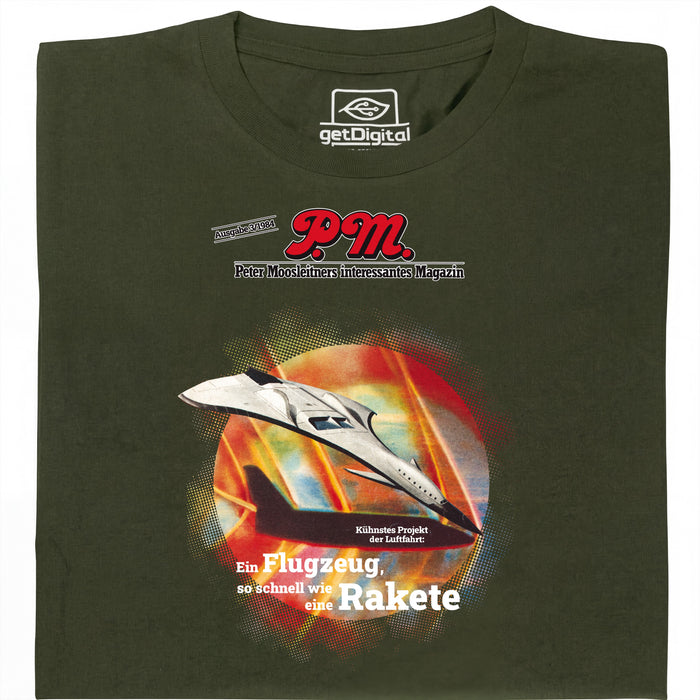 P.M. Magazine 3/1984 Vliegtuig als Raket - Hoofdweergave T-Shirt Donkergroen