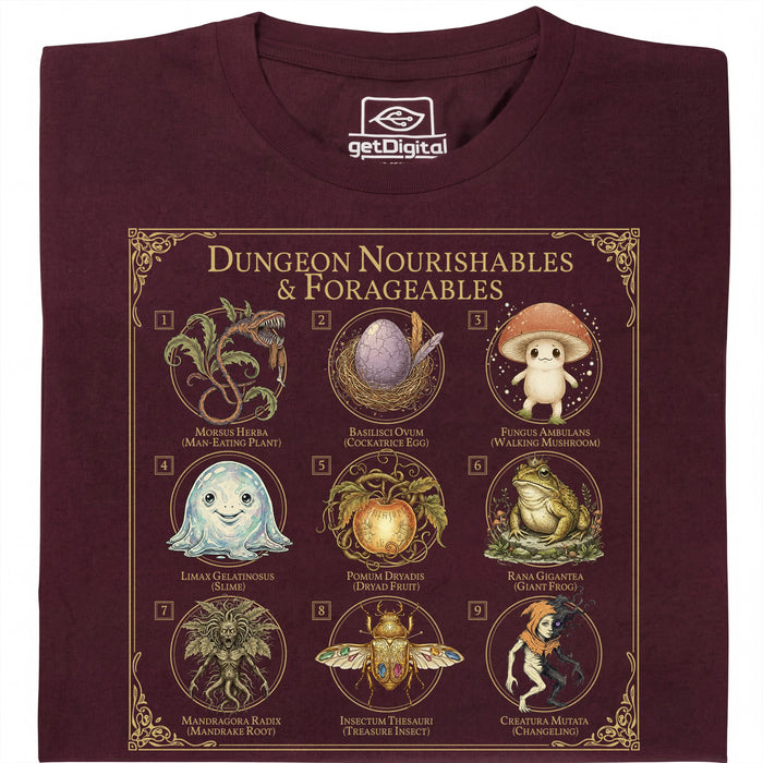 Dungeon Nourishables - Vue principale T-shirt Rouge Foncé