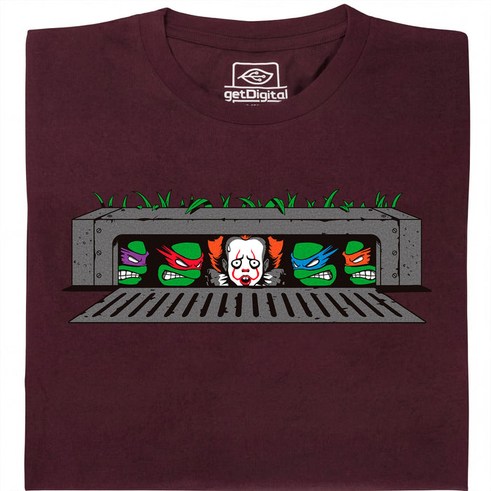 IT vs. Turtles - Vue principale T-Shirt Rouge Foncé