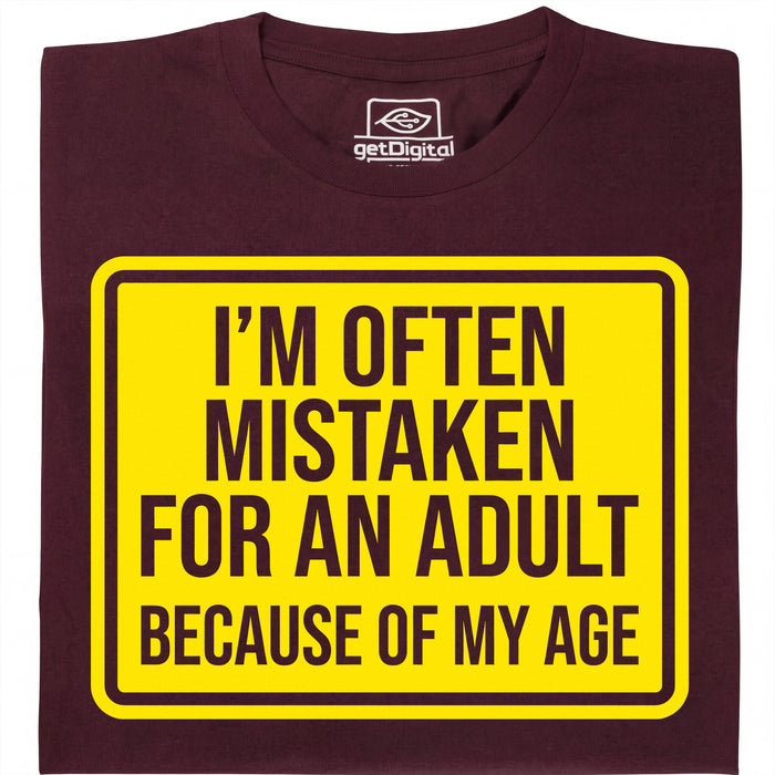 Mistaken For An Adult - Vue principale T-Shirt Rouge Foncé