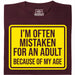 Mistaken For An Adult - Vue principale T-Shirt Rouge Foncé