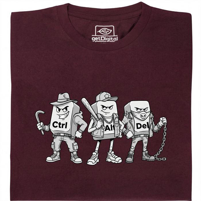 Ctrl Alt Del - De Hardste Bende van het Toetsenbord - Hoofdweergave T-Shirt Donkerrood