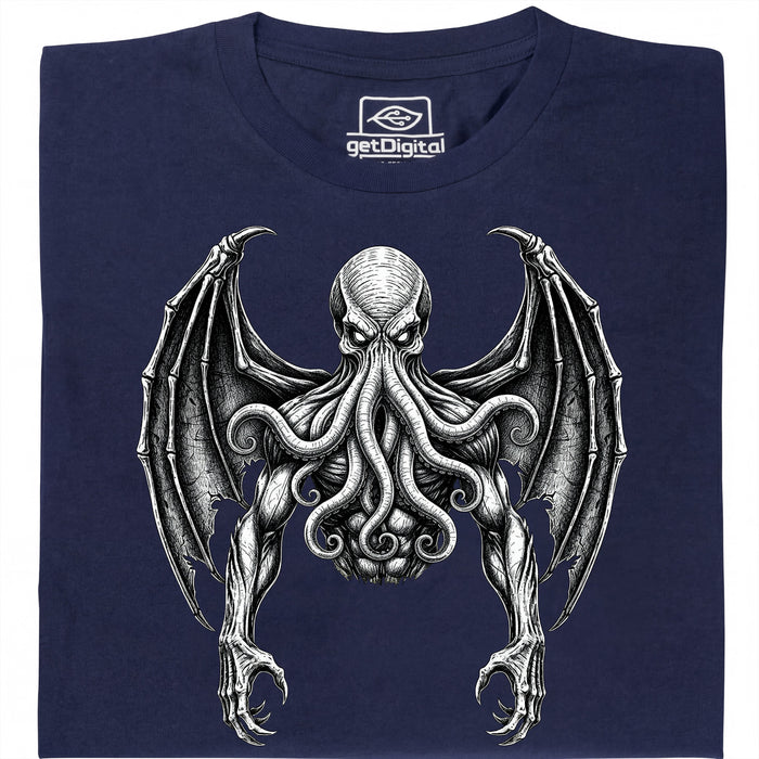 Cthulhu - Il Grande Antico - Vista Frontale T-Shirt Blu Navy