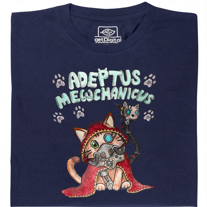 Adeptus Meowchanicus - Vue de face T-Shirt Bleu Marine
