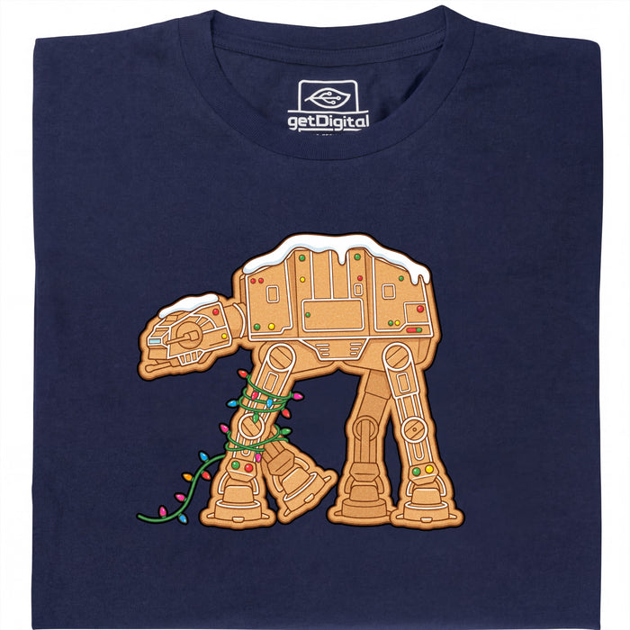 Biscotto Inciampante - Camminatore Panpepato in Ghirlanda - Vista Principale T-Shirt Blu Navy