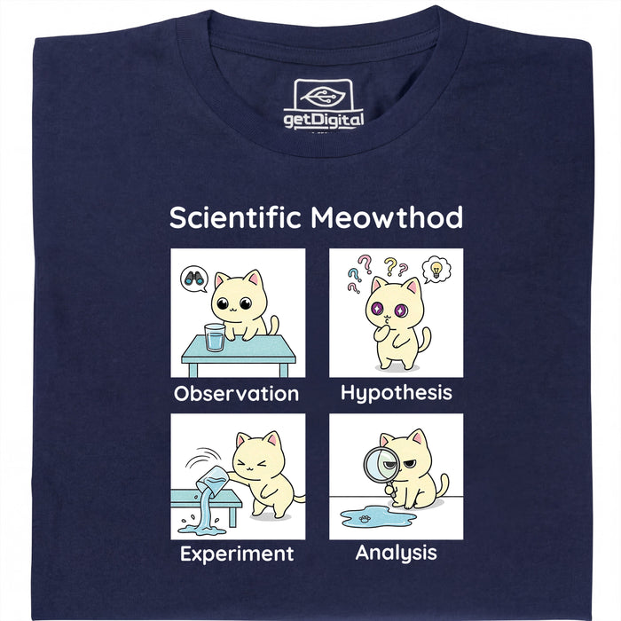 Scientific Meowthod - Main view T-shirt Navy Blue