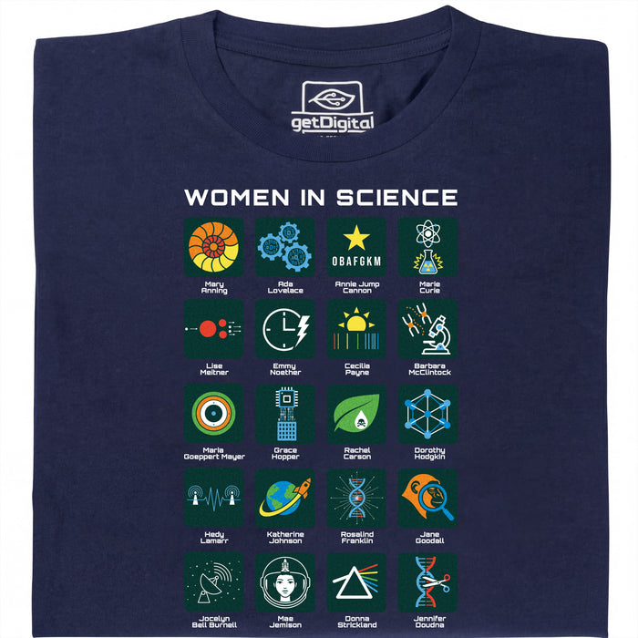 Women in Science - 20 Pionnières de la Science - Vue principale T-shirt Bleu Marine