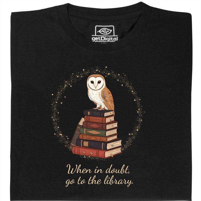 When in doubt, go to the library - Main view T-Shirt Black