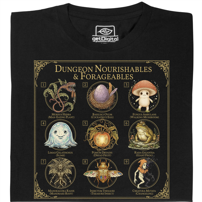 Dungeon Nourishables - Vue principale T-shirt Noir