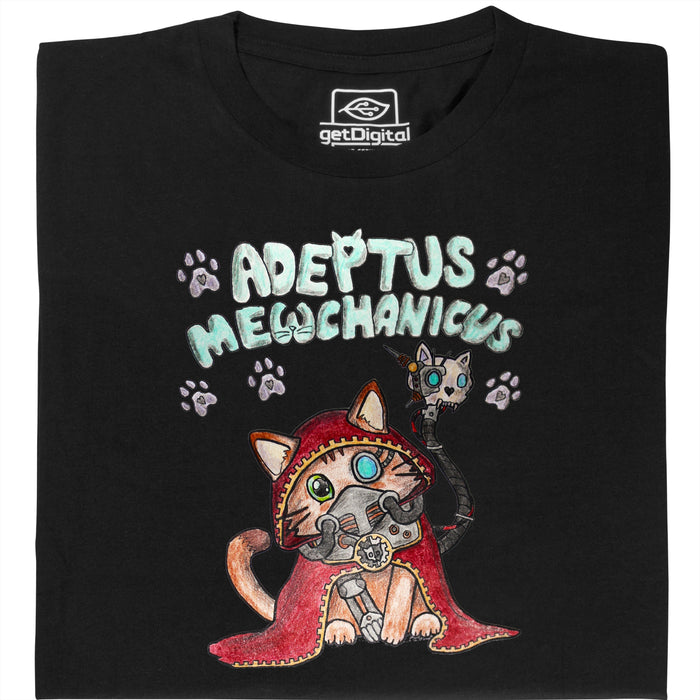 Adeptus Meowchanicus - Vue de face T-Shirt Noir
