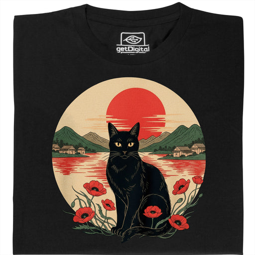 Sunset Cat  - Vista principal Camiseta Negra