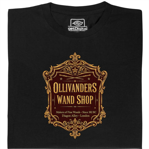 Ollivanders Wand Shop - Vista principal Camiseta Negro