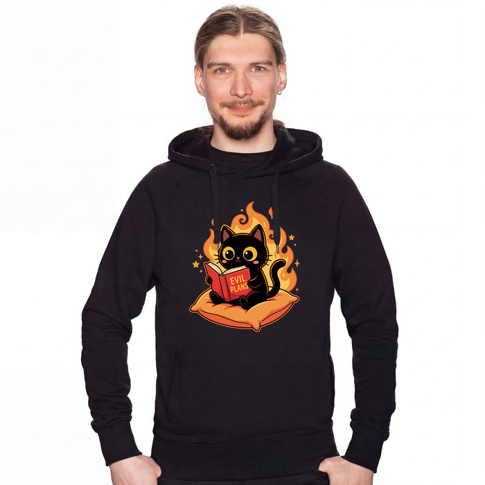 Zwarte Kat Leest "Evil Plans" - Boze Plannen met Stijl - Hoodie Man David