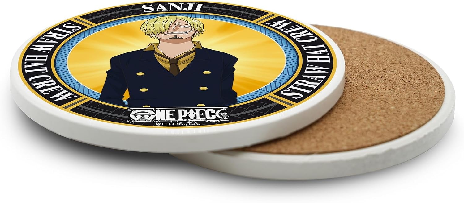Posavasos de cerámica One Piece con motivo de Sanji, vista lateral