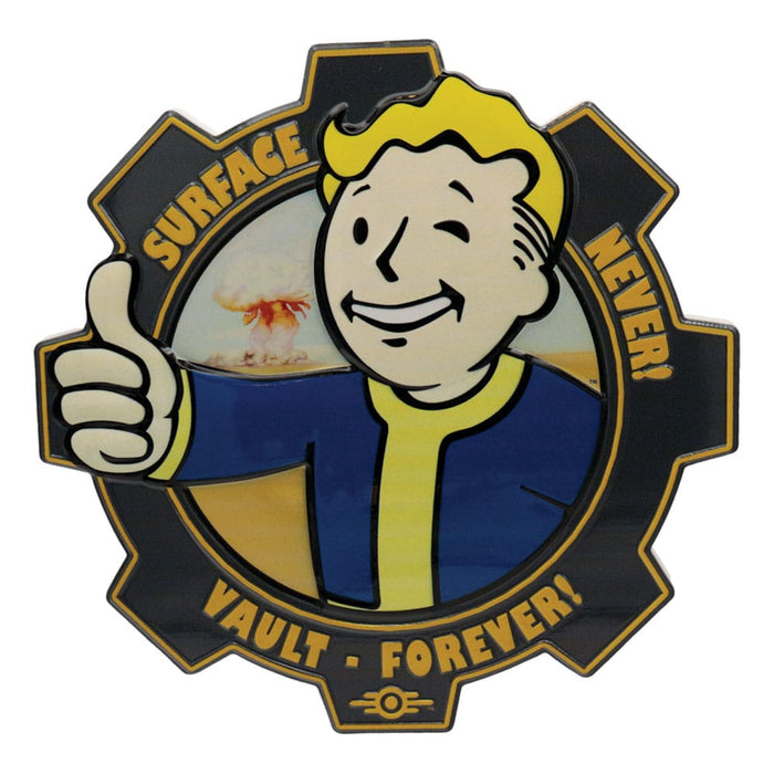 Placa de resina Fallout Vault Boy (Surface Never, Vault Forever)