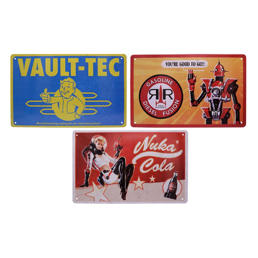 Fallout set de 3 placas de metal (Vault-Tec, Red Rocket, Nuka Cola)