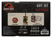 Coffret cadeau Jurassic Park avec jeu de cartes, pin’s et porte-clés