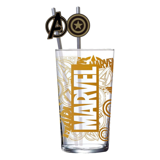 Marvel Glas mit Strohhalmen